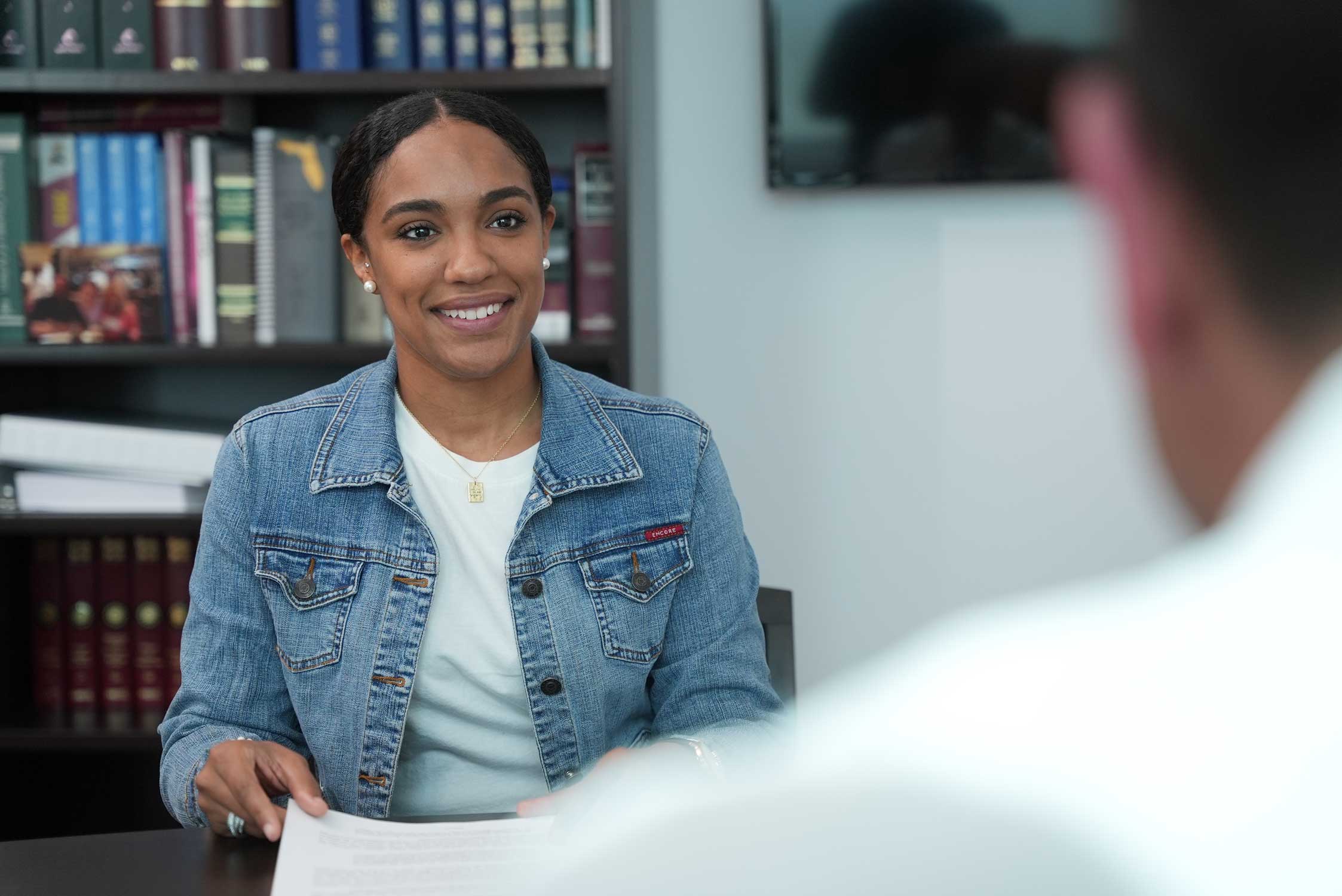 Attorney meeting with a client about a legal matter