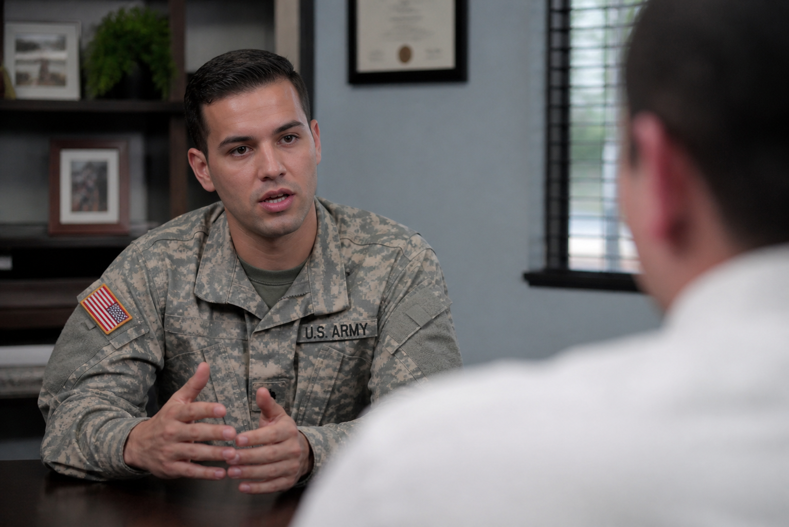 Veteran speaking with someone about a disability matter